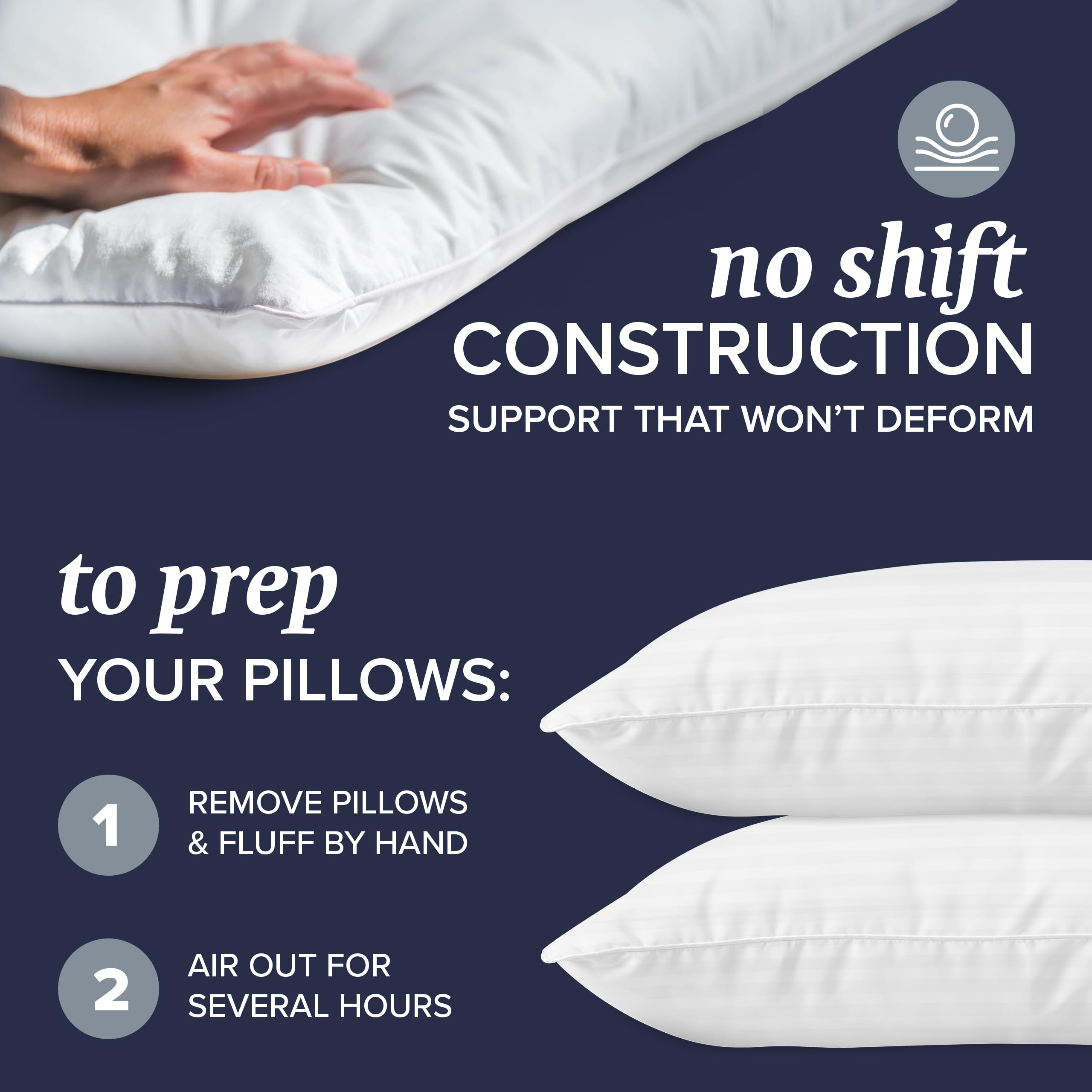 Beckham Hotel Collection Bed Pillows Standard / Queen Size Set of 2 - Down Alternative Bedding Gel Cooling Pillow for Back, Stomach or Side Sleepers - new