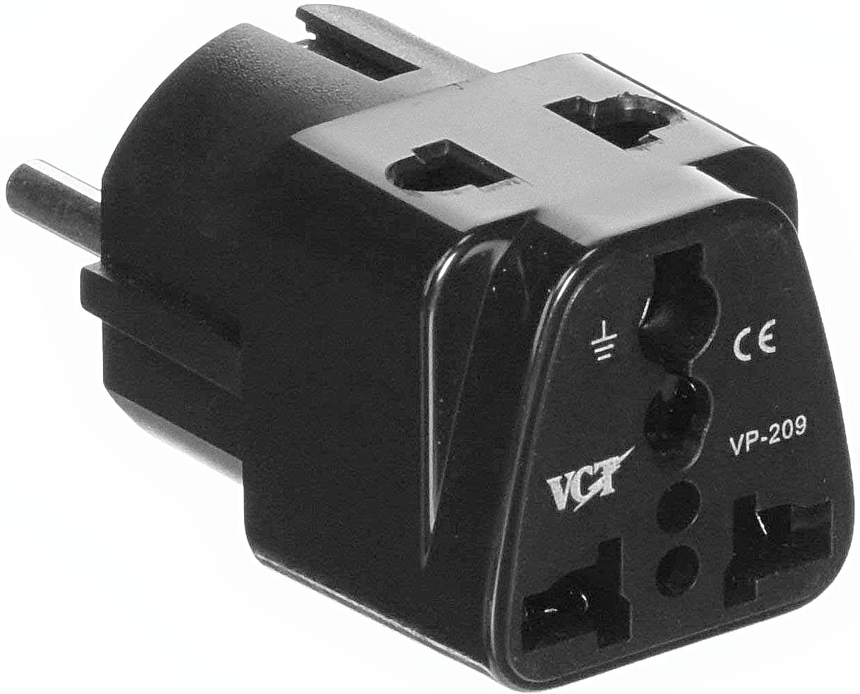 VCT VP-209B Europe Adapter USA to Euro Plug Adaptor, Black - new