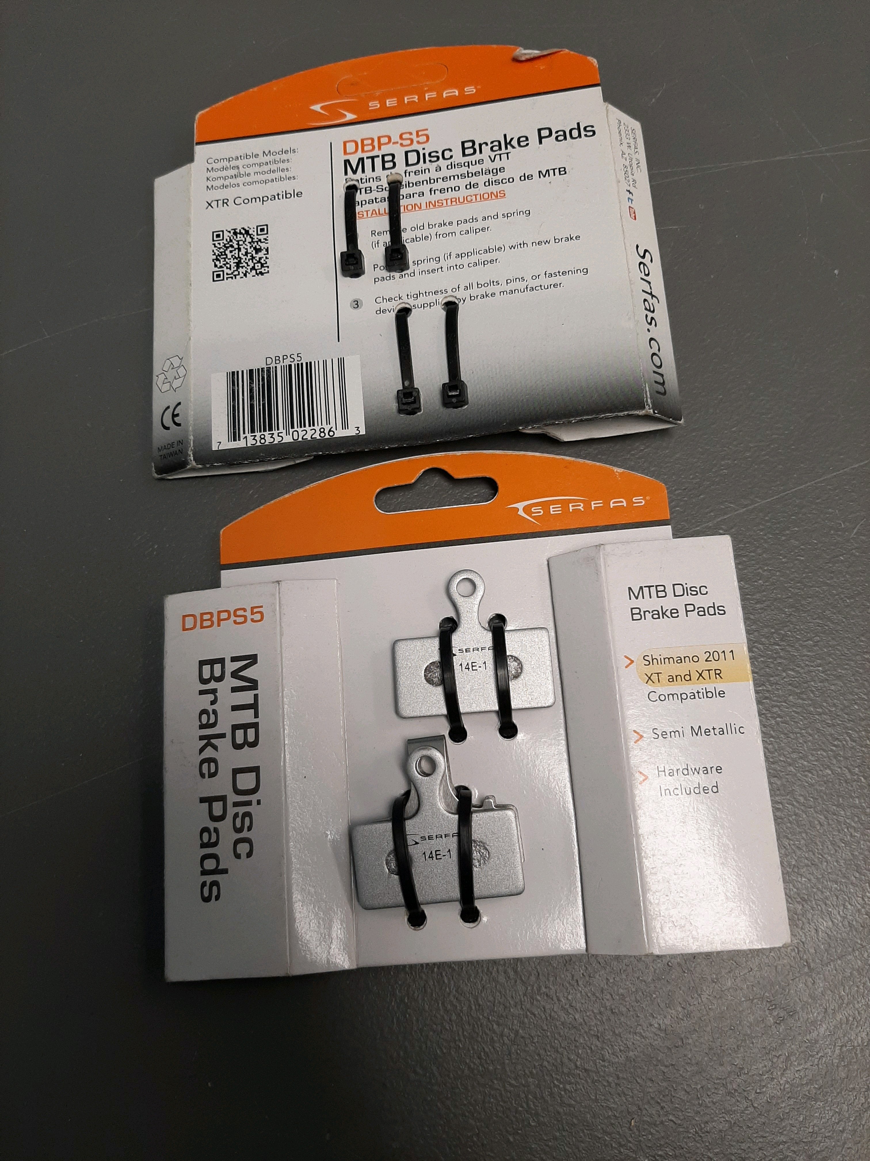 Serfas Mountain Bike Disc Brake Pads - DBPS5 (Shimano 2011 and Newer XT, XTR, and SLX Brakes) - Product Is Brand New In Retail Packaging - new