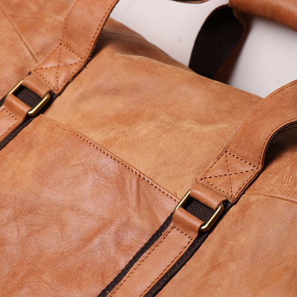 DEEPKEE original nubuck handmade full-grain genuine leather cowhide bag DEEPKEE LEATHER | Patrick Frosted Texture Luggage Bag No.1219-1