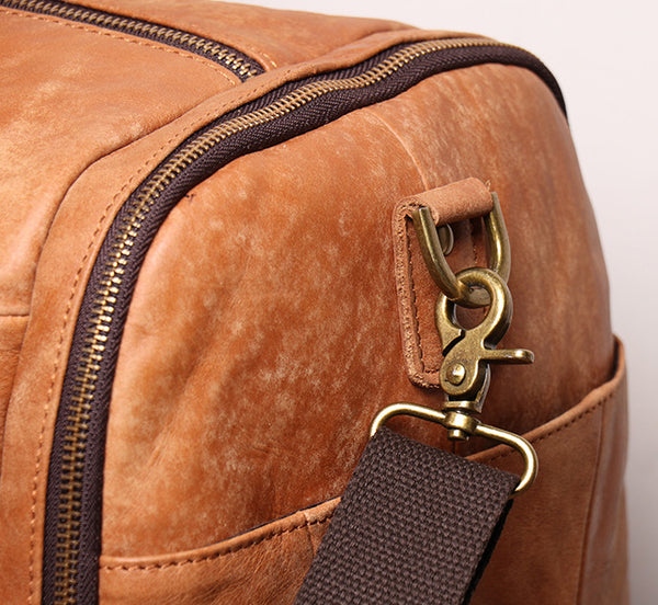DEEPKEE original nubuck handmade full-grain genuine leather cowhide bag DEEPKEE LEATHER | Patrick Frosted Texture Luggage Bag No.1219-1