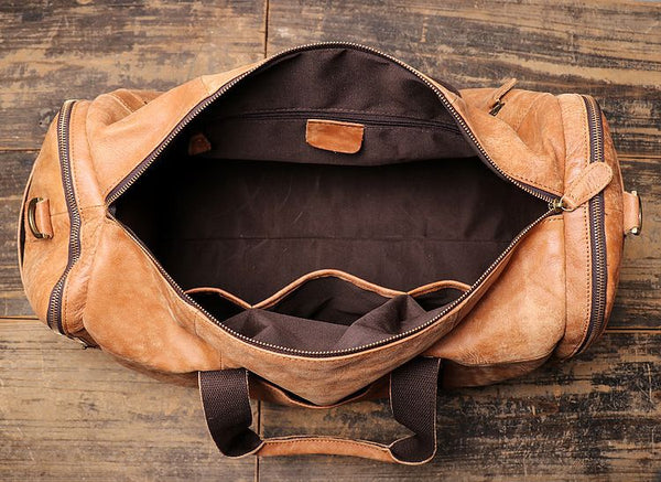DEEPKEE original nubuck handmade full-grain genuine leather cowhide bag DEEPKEE LEATHER | Patrick Frosted Texture Luggage Bag No.1219-1