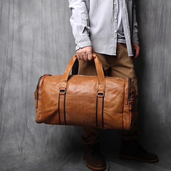 DEEPKEE original nubuck handmade full-grain genuine leather cowhide bag DEEPKEE LEATHER | Patrick Frosted Texture Luggage Bag No.1219-1