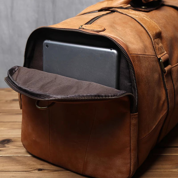 DEEPKEE original nubuck handmade full-grain genuine leather cowhide bag DEEPKEE LEATHER | Patrick Frosted Texture Luggage Bag No.1219-1