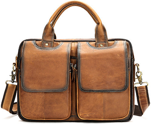 DEEPKEE original nubuck handmade full-grain genuine leather cowhide bag HANDMADE COWHIDE BRIEFCASE #8002