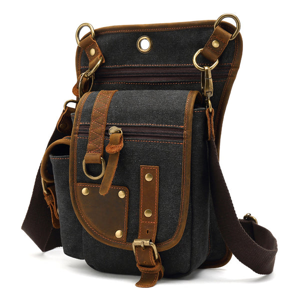 DEEPKEE original nubuck handmade full-grain genuine leather cowhide bag Outdoor Cycling Leg Bag #6001