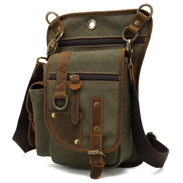 DEEPKEE original nubuck handmade full-grain genuine leather cowhide bag Outdoor Cycling Leg Bag #6001