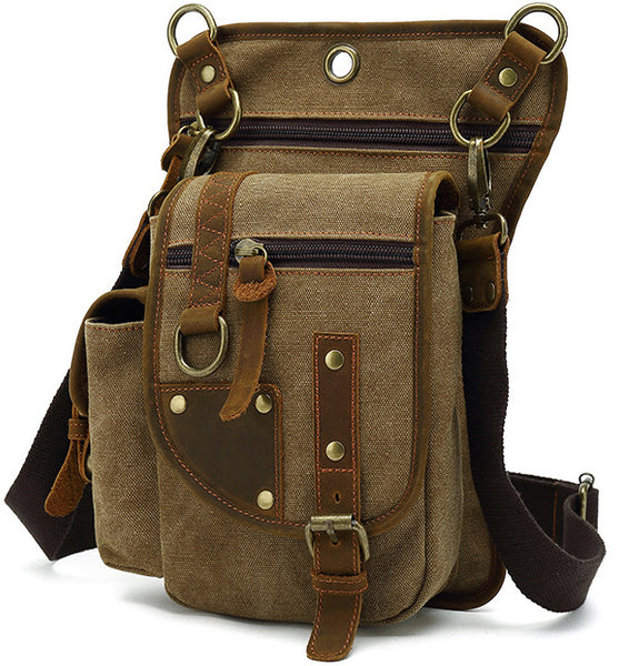 DEEPKEE original nubuck handmade full-grain genuine leather cowhide bag Outdoor Cycling Leg Bag #6001