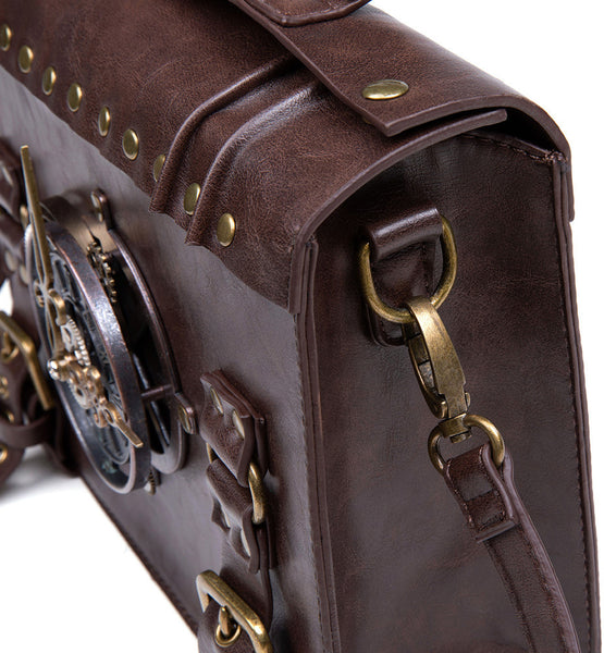 DEEPKEE original nubuck handmade full-grain genuine leather cowhide bag Punk industrial cross-body bag #BG028
