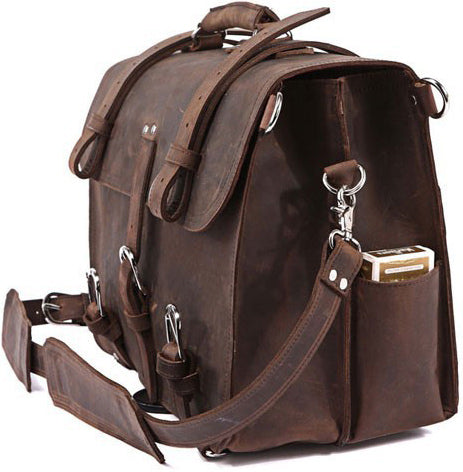 DEEPKEE original nubuck handmade full-grain genuine leather cowhide bag VINTAGE LEATHER BRIEFCASE LAPTOP BAG M086#