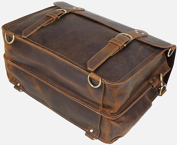 DEEPKEE original nubuck handmade full-grain genuine leather cowhide bag WILD CRAZY HORSE COWHIDE LEATHER BRIEFCASE #7370R