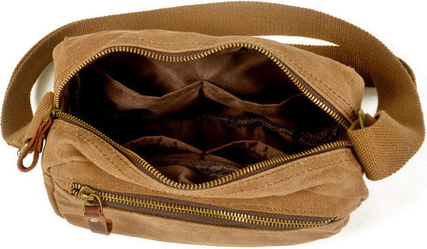 DEEPKEE original nubuck handmade full-grain genuine leather cowhide bag Leather&Canvas Fanny Pack Bag #5032