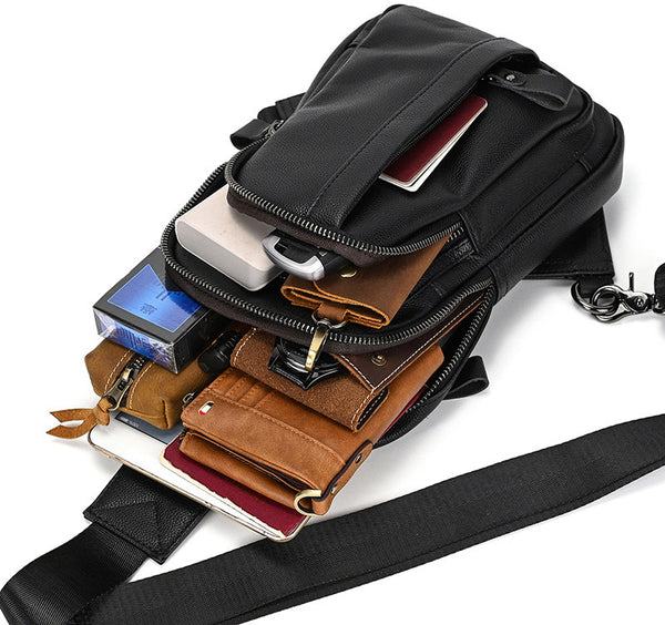 DEEPKEE original nubuck handmade full-grain genuine leather cowhide bag DEEPKEE Men's Genuine Leather Sling Bag #9337