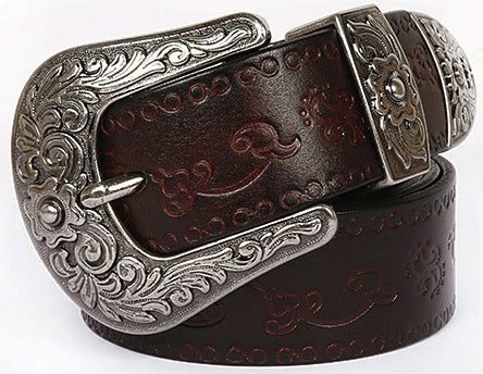 DEEPKEE original nubuck handmade full-grain genuine leather cowhide bag Personalized Carved Trend Belt #211216