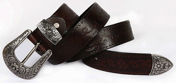 DEEPKEE original nubuck handmade full-grain genuine leather cowhide bag Personalized Carved Trend Belt #211216