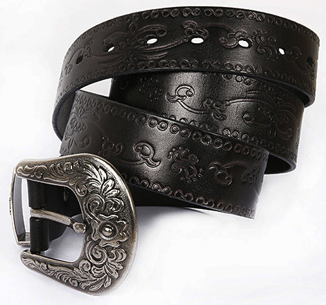 DEEPKEE original nubuck handmade full-grain genuine leather cowhide bag Personalized Carved Trend Belt #211216