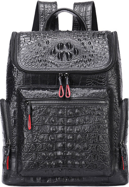 DEEPKEE original nubuck handmade full-grain genuine leather cowhide bag DEEPKEE real LEATHER Crocodile Design Style Cowhide Backpack #1269