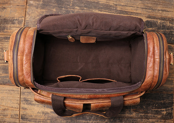 DEEPKEE original nubuck handmade full-grain genuine leather cowhide bag Mattew Luggage Bag No.571