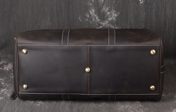 DEEPKEE original nubuck handmade full-grain genuine leather cowhide bag DEEPKEE LEATHER | The Dagny Weekender, Large Leather Duffle Bag No.30009