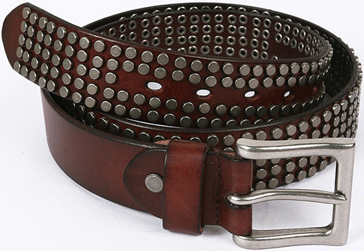 DEEPKEE original nubuck handmade full-grain genuine leather cowhide bag Deepkee Handcrafted Cowhide Circle Rivet Belt #687856
