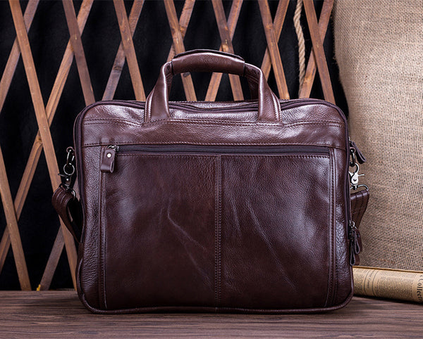 DEEPKEE original nubuck handmade full-grain genuine leather cowhide bag Deepkee Handicraft Leather Cowhide 15.6'' Briefcase Handbag #9912