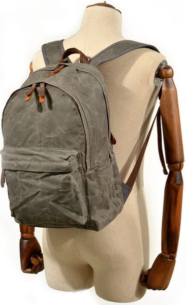 DEEPKEE original nubuck handmade full-grain genuine leather cowhide bag Deepkee Handmade Leather&Waxed-Canvas Weekend Travel Backpack #6023