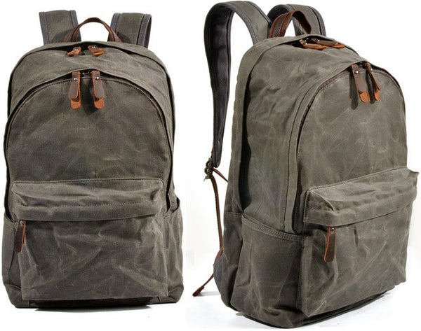 DEEPKEE original nubuck handmade full-grain genuine leather cowhide bag Deepkee Handmade Leather&Waxed-Canvas Weekend Travel Backpack #6023