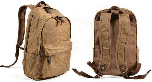 DEEPKEE original nubuck handmade full-grain genuine leather cowhide bag Deepkee Handmade Leather&Waxed-Canvas Weekend Travel Backpack #6023