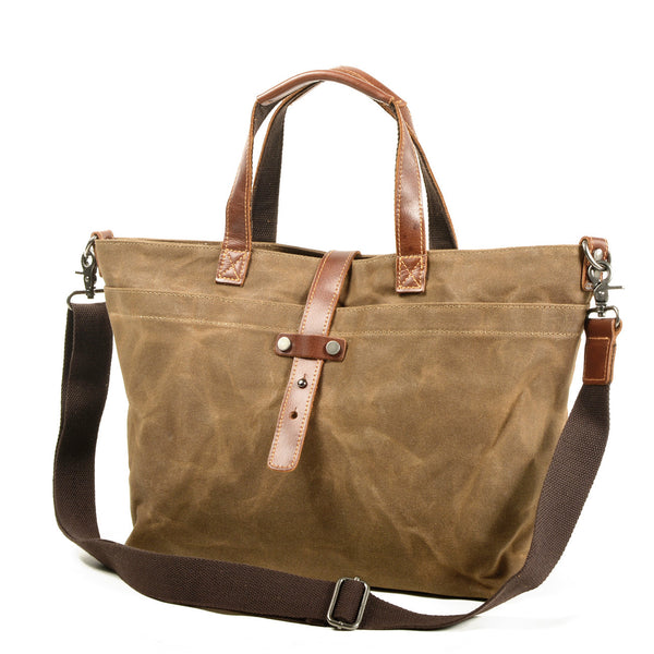 DEEPKEE original nubuck handmade full-grain genuine leather cowhide bag Deepkee Handmade Oil waxed canvas&leather simple tote bag #9706