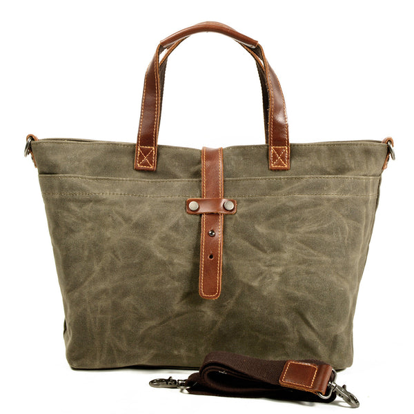 DEEPKEE original nubuck handmade full-grain genuine leather cowhide bag Deepkee Handmade Oil waxed canvas&leather simple tote bag #9706