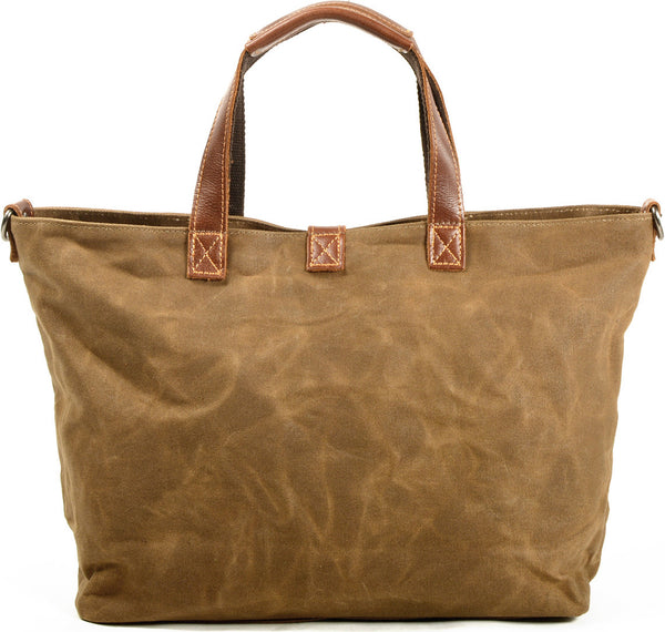DEEPKEE original nubuck handmade full-grain genuine leather cowhide bag Deepkee Handmade Oil waxed canvas&leather simple tote bag #9706