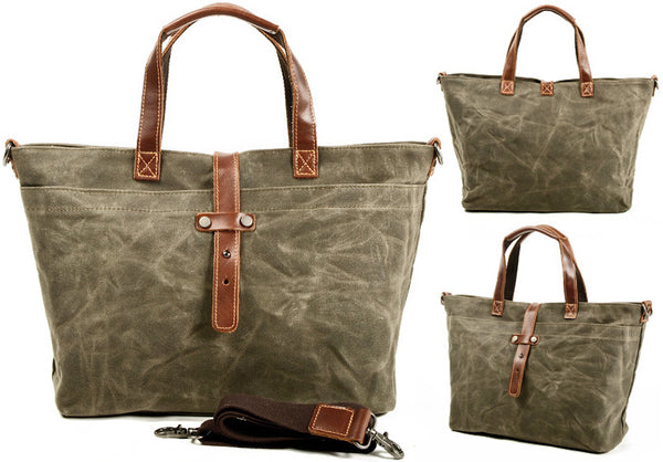 DEEPKEE original nubuck handmade full-grain genuine leather cowhide bag Deepkee Handmade Oil waxed canvas&leather simple tote bag #9706
