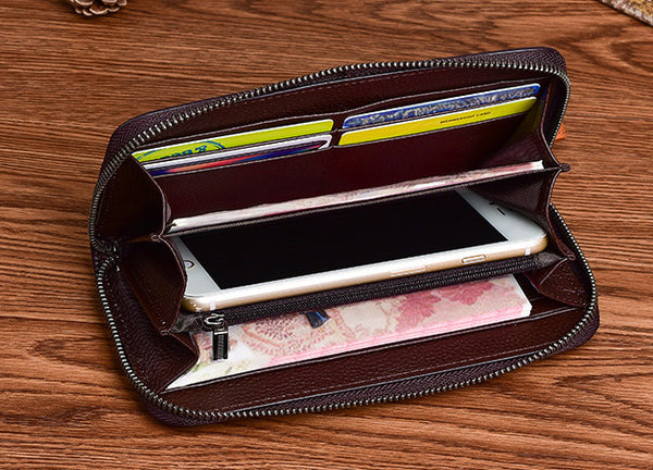 DEEPKEE original nubuck handmade full-grain genuine leather cowhide bag Deepkee Handmade embossed deer cowhide wallet clutch #88007