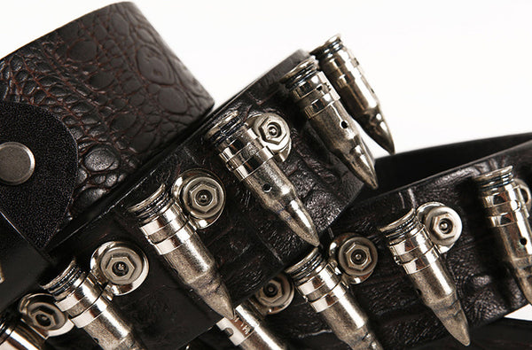DEEPKEE original nubuck handmade full-grain genuine leather cowhide bag Hip Hop Punk Rock Metal Bullet Studded Cowhide Belt #210170