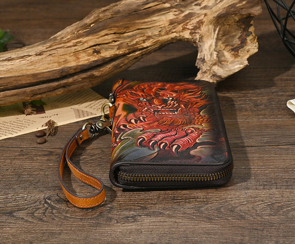 DEEPKEE original nubuck handmade full-grain genuine leather cowhide bag Deepkee Leather Carving Craft Wallet #YD-104