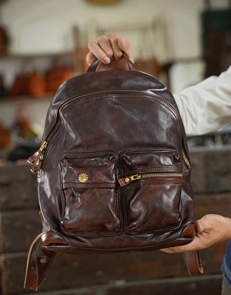 DEEPKEE original nubuck handmade full-grain genuine leather cowhide bag Deepkee Leather Horsehide or Sheephide Backpack #31005_1
