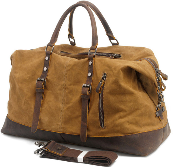 DEEPKEE original nubuck handmade full-grain genuine leather cowhide bag Canvas Travel Bag Weekender Bag #831-2K