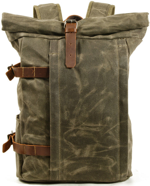 DEEPKEE original nubuck handmade full-grain genuine leather cowhide bag Doug Mountaineering Backpack #9721