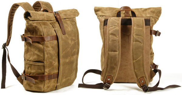 DEEPKEE original nubuck handmade full-grain genuine leather cowhide bag Doug Mountaineering Backpack #9721