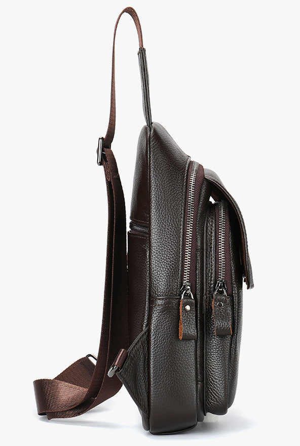 DEEPKEE original nubuck handmade full-grain genuine leather cowhide bag DEEPKEE LEATHER | Genuine Chest Crossbody Sling Bags NO.7589