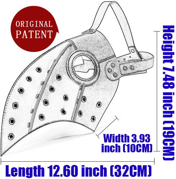 DEEPKEE original nubuck handmade full-grain genuine leather cowhide bag Gothic Cosplay Long Nose Plague Beak Mask #FPBM028