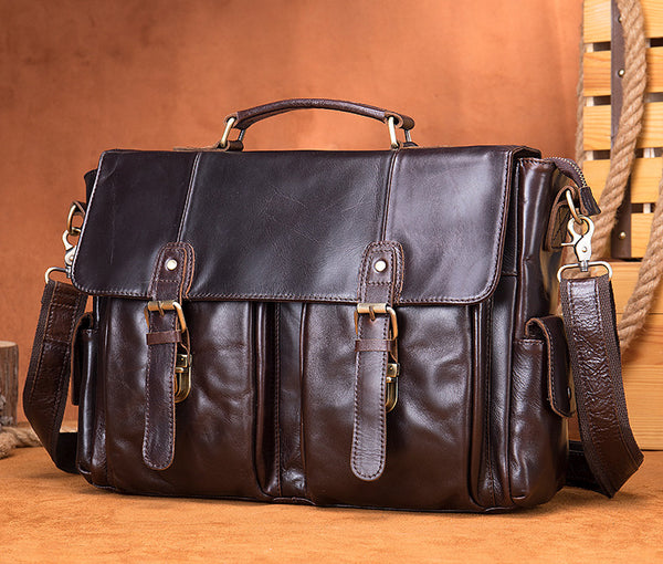 DEEPKEE original nubuck handmade full-grain genuine leather cowhide bag DEEPKEE® HANDMADE LEATHER BRIEFCASE #8942