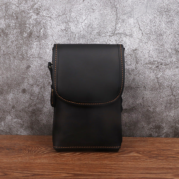DEEPKEE original nubuck handmade full-grain genuine leather cowhide bag Leather Belt Pouch Cool Mini Shoulder Belt Bags No.3133