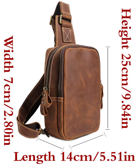 DEEPKEE original nubuck handmade full-grain genuine leather cowhide bag Leather Sling Crossbody Bag No.1078