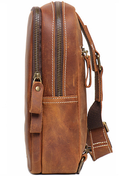 DEEPKEE original nubuck handmade full-grain genuine leather cowhide bag Leather Sling Crossbody Bag No.1078