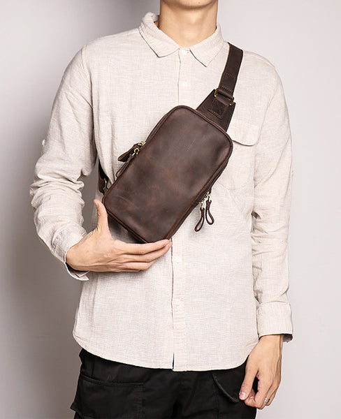 DEEPKEE original nubuck handmade full-grain genuine leather cowhide bag Leather Sling Crossbody Bag No.1078