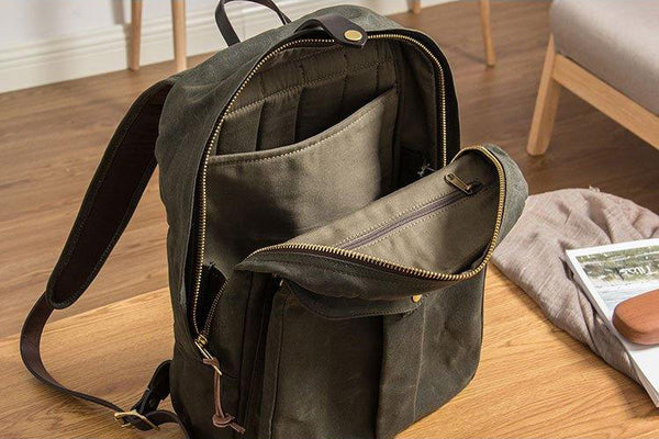 DEEPKEE original nubuck handmade full-grain genuine leather cowhide bag Outdoor canvas mountaineering backpack #5035