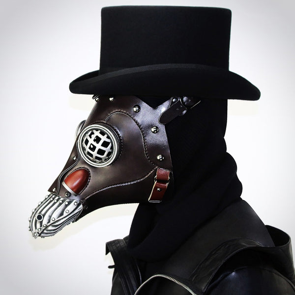 DEEPKEE original nubuck handmade full-grain genuine leather cowhide bag Steampunk Plague Bird Beak Doctor Mask #HG104