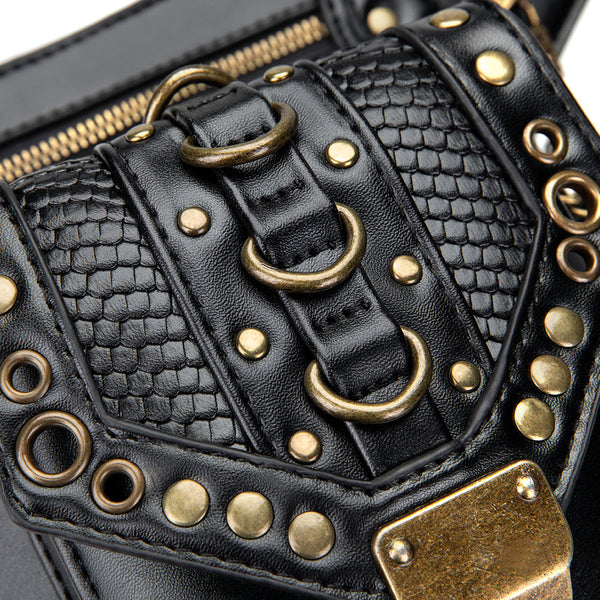 DEEPKEE original nubuck handmade full-grain genuine leather cowhide bag Steampunk retro motorcycle chain bag HG043