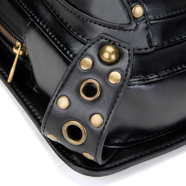 DEEPKEE original nubuck handmade full-grain genuine leather cowhide bag Steampunk retro motorcycle chain bag HG043